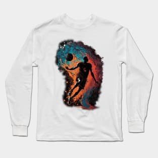 Basketball player leaping towards the hoop Long Sleeve T-Shirt